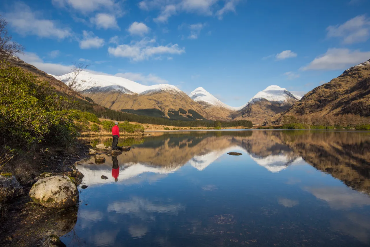 Lochan Urr in Glen Etive , Buachaille Etive Beag and Buachaille Etive Mor
